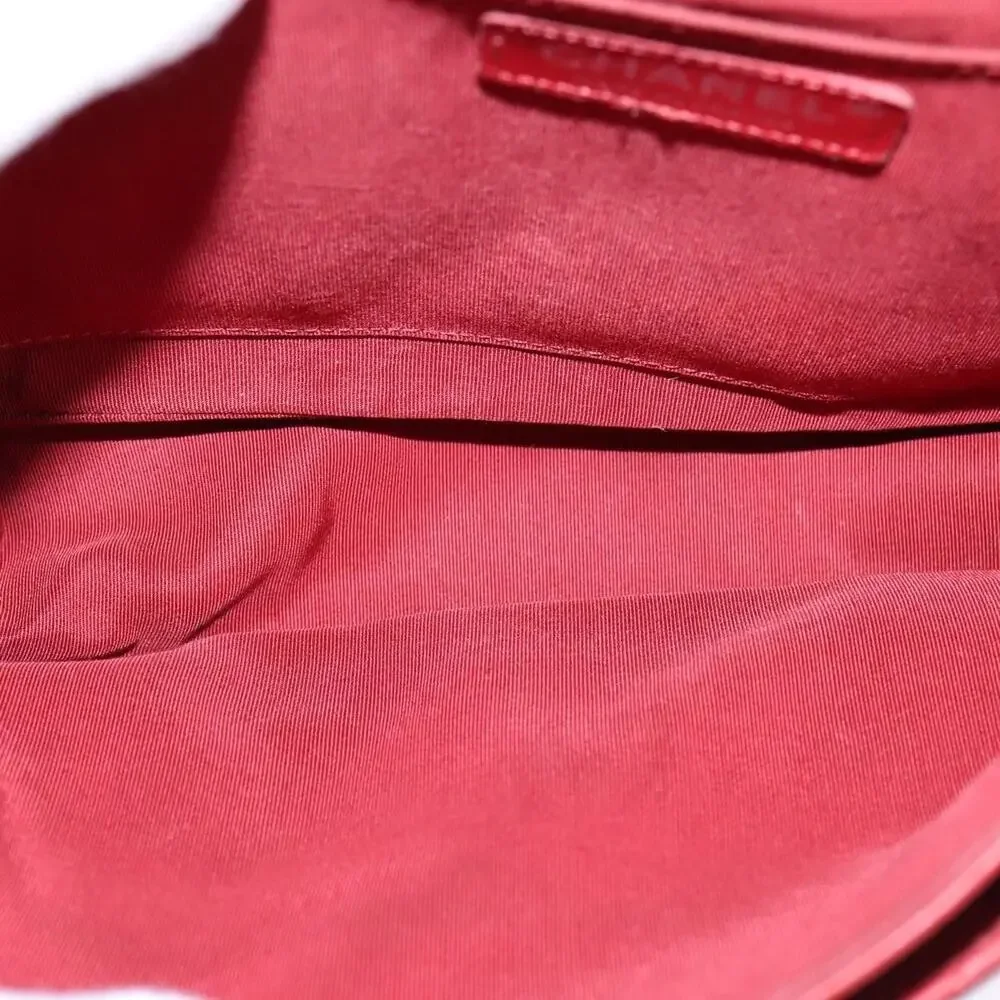Chanel Lambskin V Stitch Chain Shoulder Bag Red